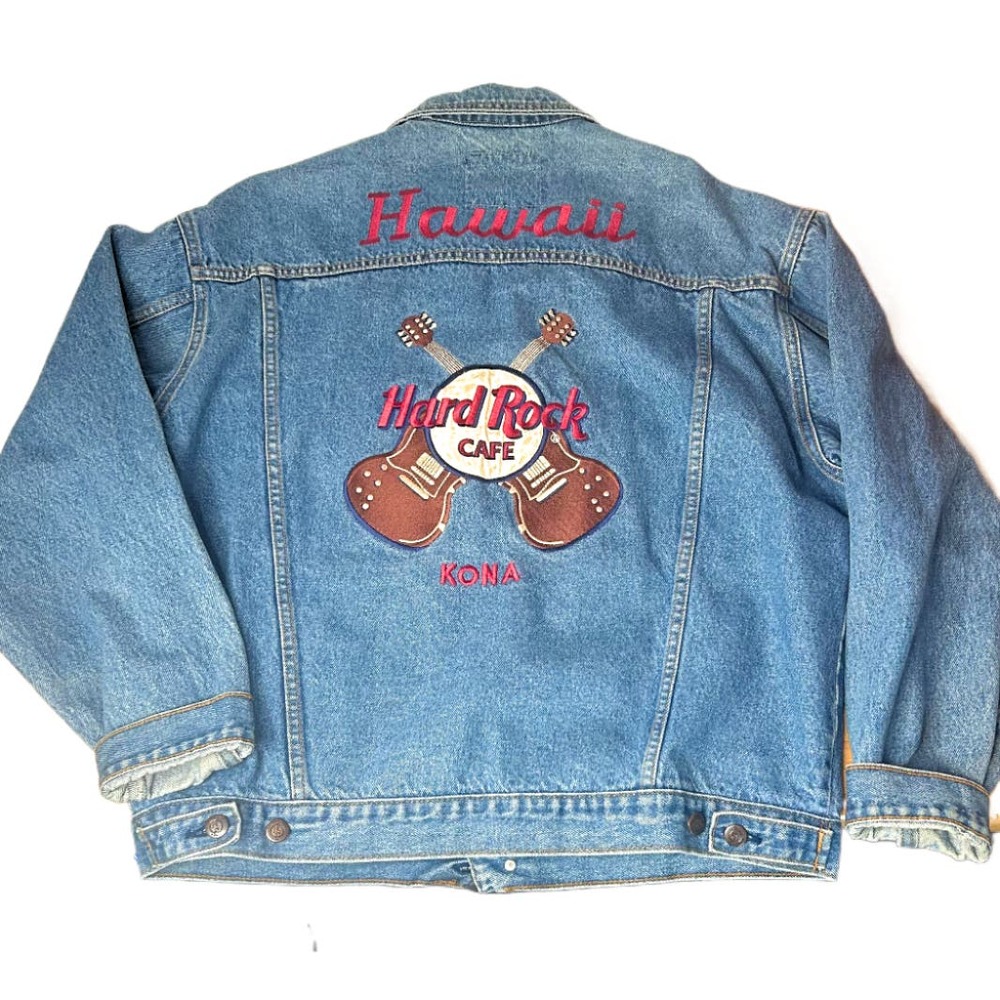 Hard Rock Cafe Denim Jean Jacket M VINTAGE Y2K HAWAII 2000